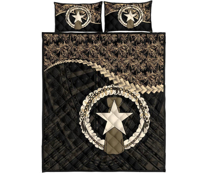 Northern Mariana Islands Polynesian Quilt Bed Set Golden Coconut