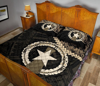 Northern Mariana Islands Polynesian Quilt Bed Set Golden Coconut