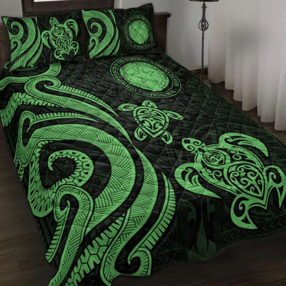 Northern Mariana Islands Quilt Bed Set - Green Tentacle Turtle