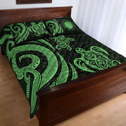 Northern Mariana Islands Quilt Bed Set - Green Tentacle Turtle