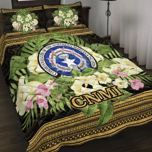 Northern Mariana Islands Quilt Bed Set - Polynesian Gold Patterns Collection