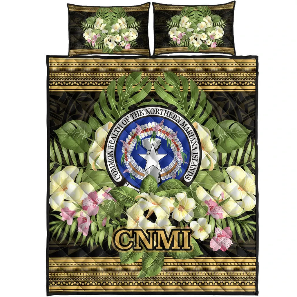 Northern Mariana Islands Quilt Bed Set - Polynesian Gold Patterns Collection