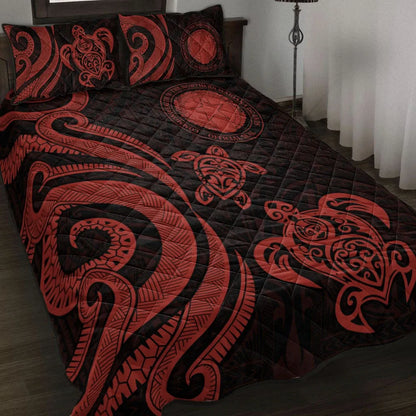 Northern Mariana Islands Quilt Bed Set - Red Tentacle Turtle