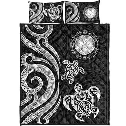 Northern Mariana Islands Quilt Bed Set - White Tentacle Turtle
