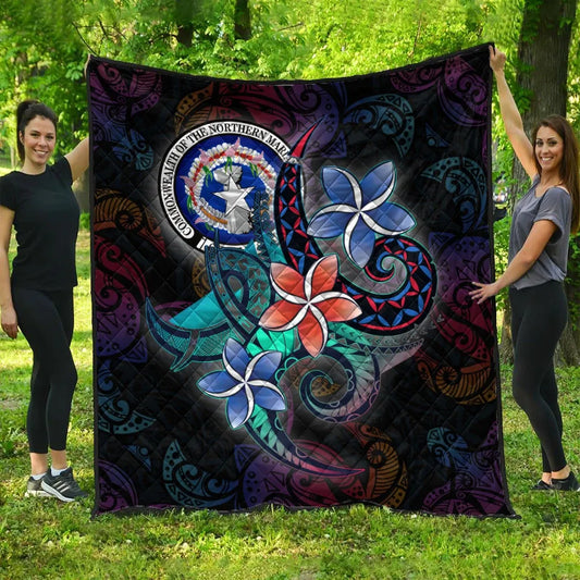 Northern Mariana Islands Quilt - Plumeria Flowers Style