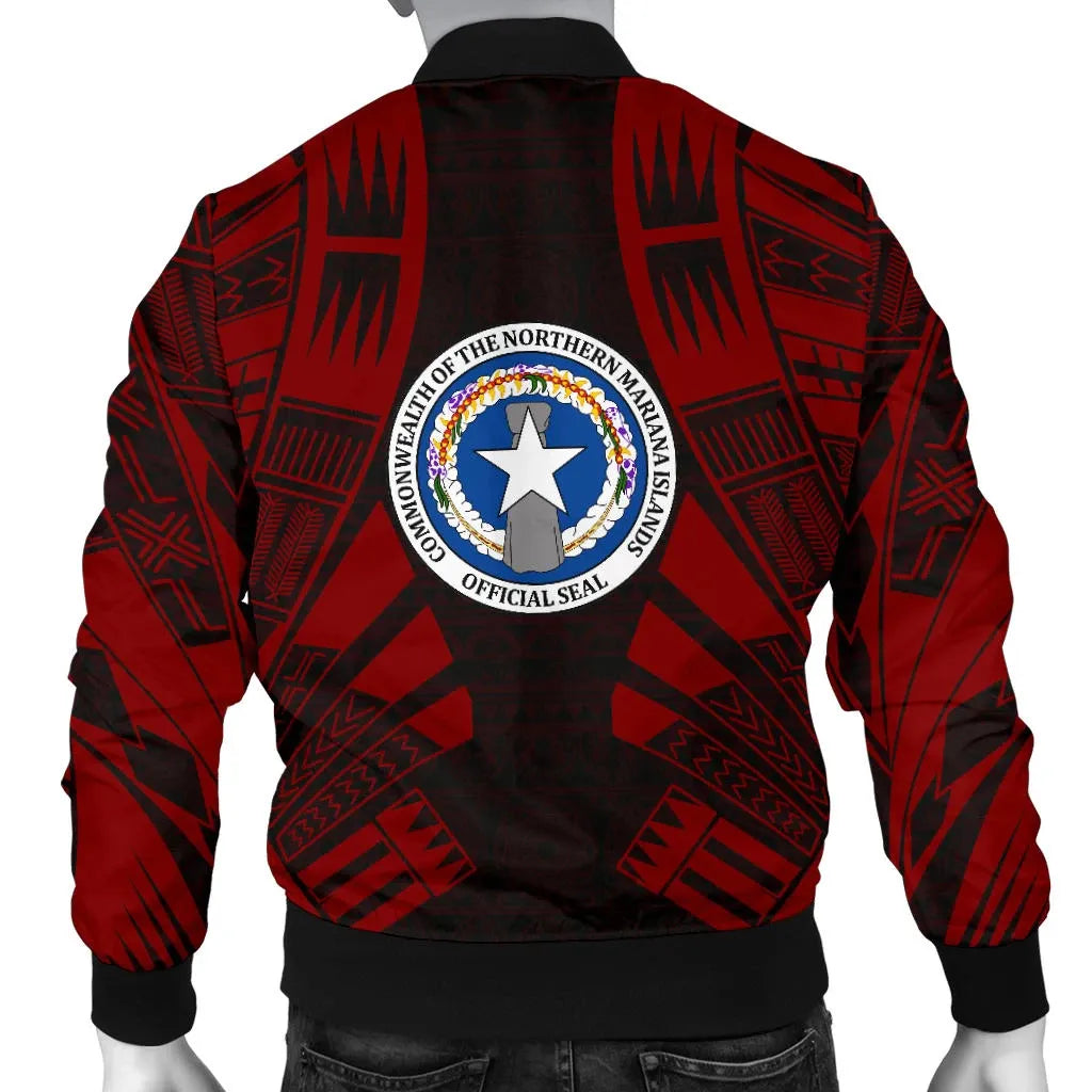 Northern Mariana Islands Bomber Jackets - Polynesian Tattoo Red