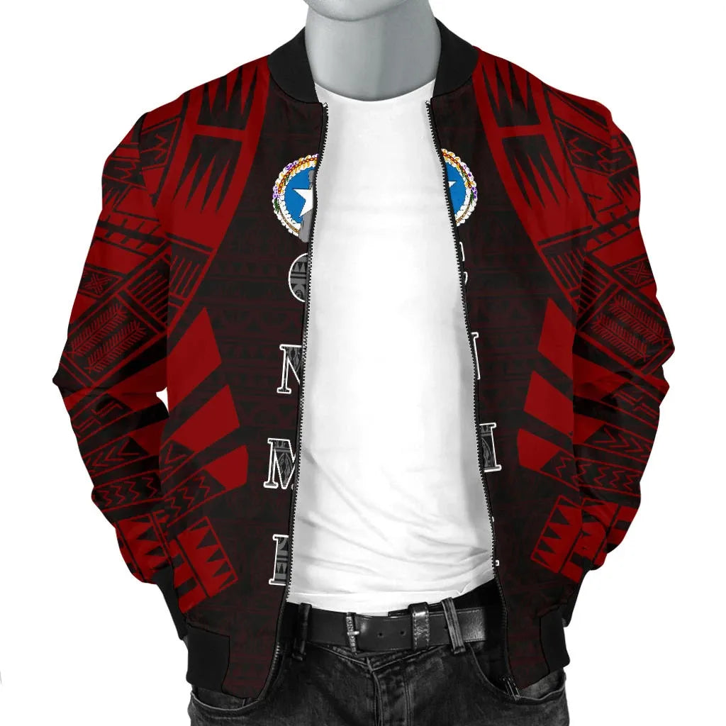 Northern Mariana Islands Bomber Jackets - Polynesian Tattoo Red