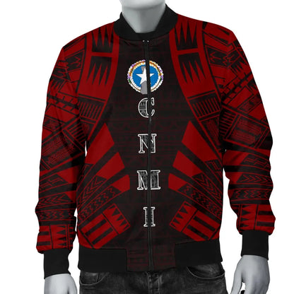 Northern Mariana Islands Bomber Jackets - Polynesian Tattoo Red