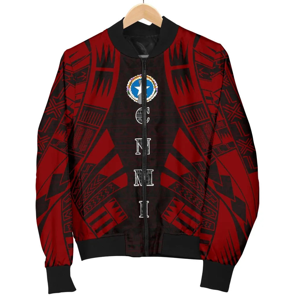 Northern Mariana Islands Bomber Jackets - Polynesian Tattoo Red
