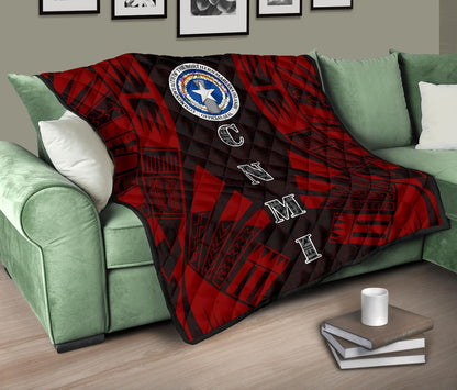 Northern Mariana Islands Premium Quilt - Northern Mariana Islands Seal Polynesian Red Tattoo