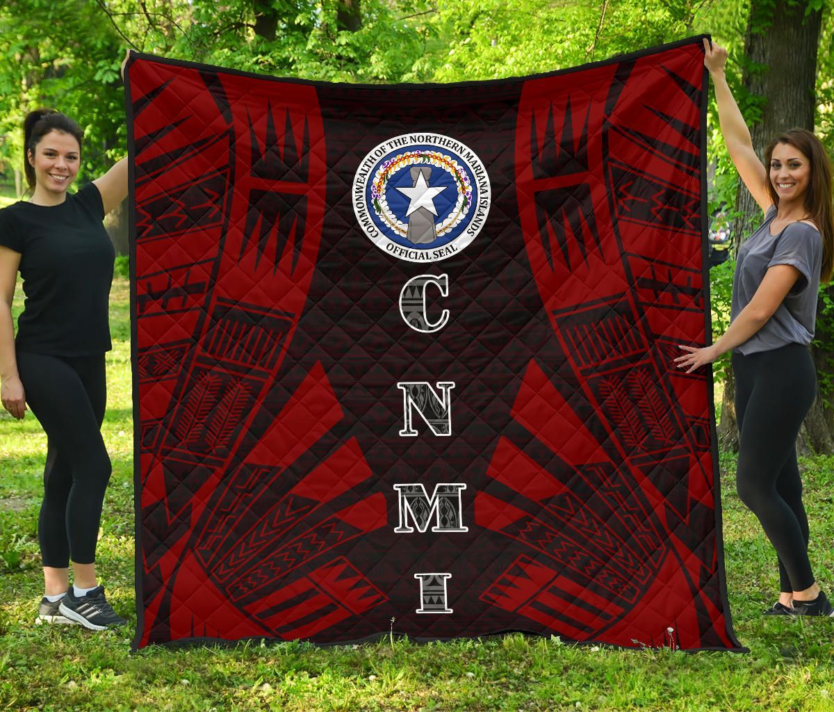Northern Mariana Islands Premium Quilt - Northern Mariana Islands Seal Polynesian Red Tattoo