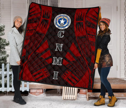 Northern Mariana Islands Premium Quilt - Northern Mariana Islands Seal Polynesian Red Tattoo
