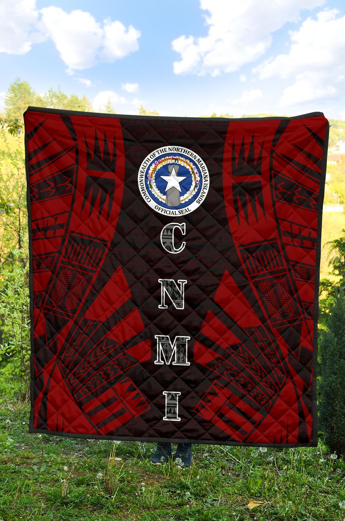 Northern Mariana Islands Premium Quilt - Northern Mariana Islands Seal Polynesian Red Tattoo