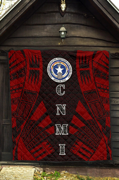 Northern Mariana Islands Premium Quilt - Northern Mariana Islands Seal Polynesian Red Tattoo