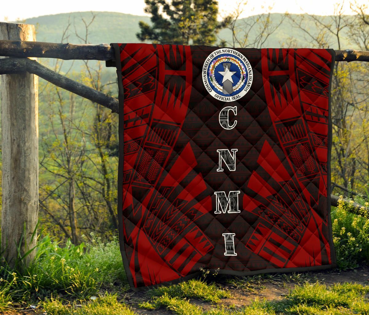 Northern Mariana Islands Premium Quilt - Northern Mariana Islands Seal Polynesian Red Tattoo