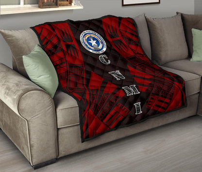 Northern Mariana Islands Premium Quilt - Northern Mariana Islands Seal Polynesian Red Tattoo