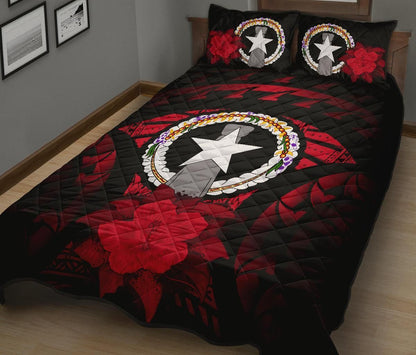 Northern Mariana Islands Polynesian Quilt Bed Set Hibiscus Red