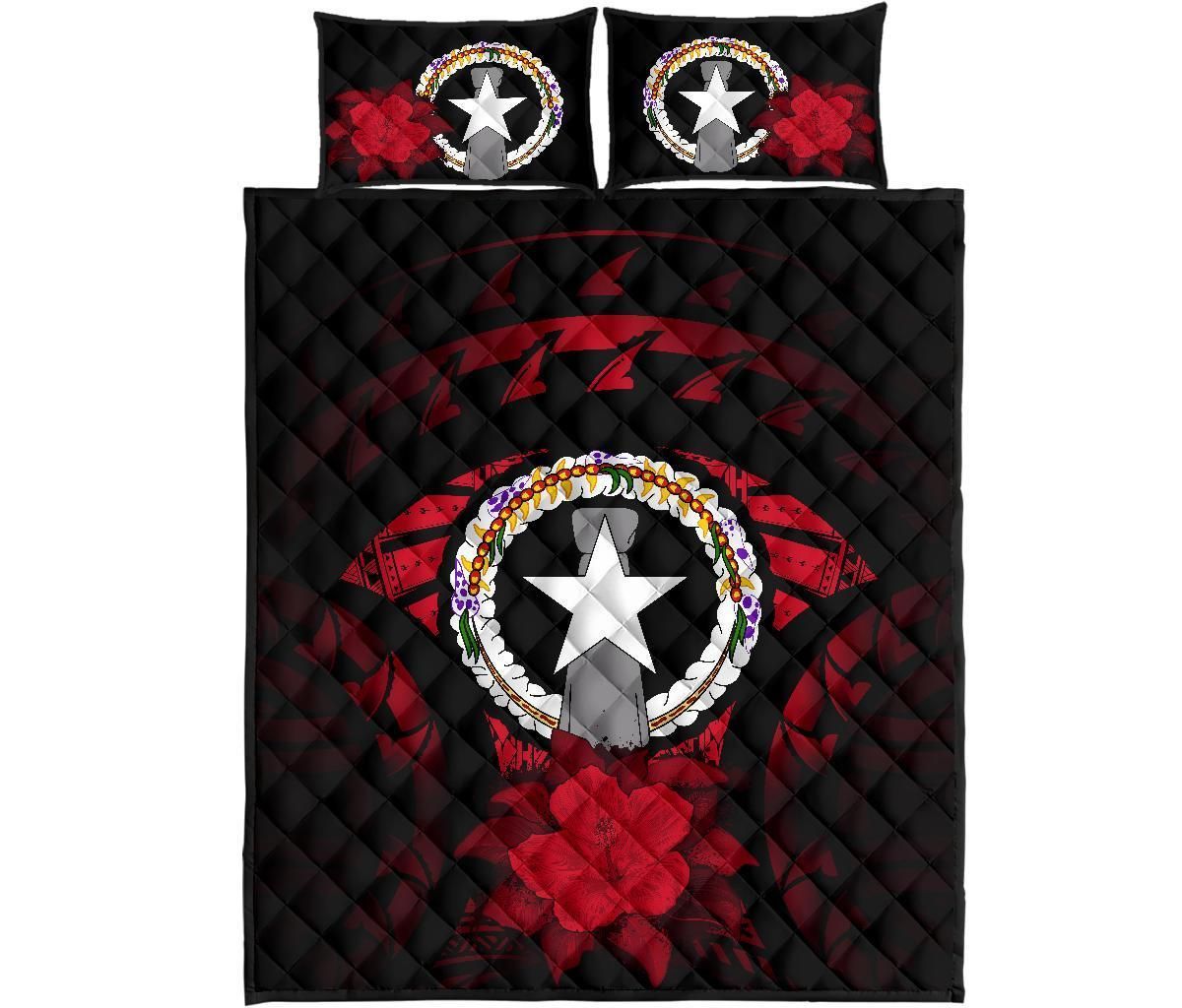 Northern Mariana Islands Polynesian Quilt Bed Set Hibiscus Red