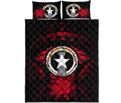 Northern Mariana Islands Polynesian Quilt Bed Set Hibiscus Red