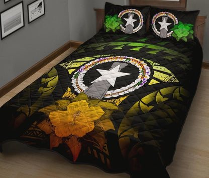 Northern Mariana Islands Polynesian Quilt Bed Set Hibiscus Reggae