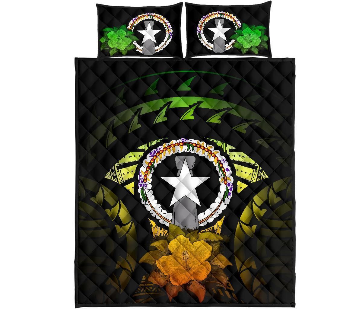 Northern Mariana Islands Polynesian Quilt Bed Set Hibiscus Reggae