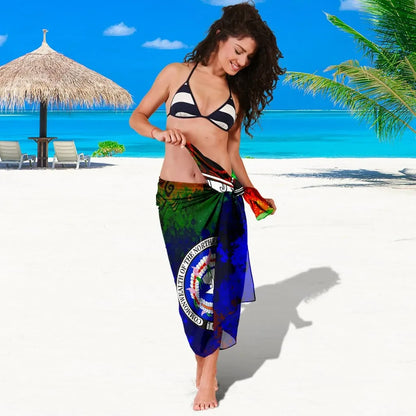Northern Mariana Islands Sarong - Tropical Leaf Rainbow Color
