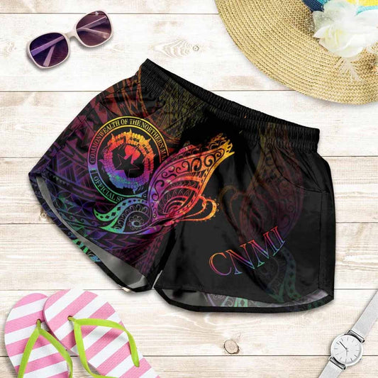 Northern Mariana Islands Women Shorts - Butterfly Polynesian Style