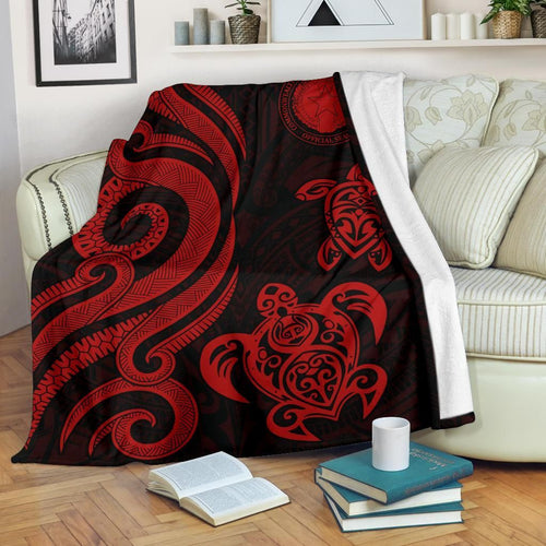Northern Mariana Premium Blanket - Tentacle Turtle Red