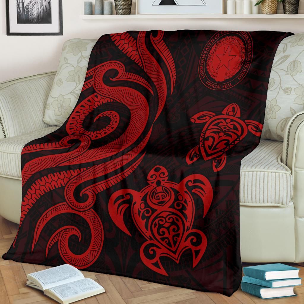 Northern Mariana Premium Blanket - Tentacle Turtle Red