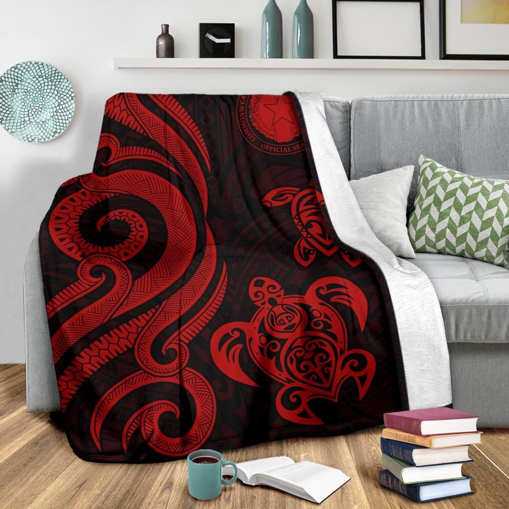 Northern Mariana Premium Blanket - Tentacle Turtle Red
