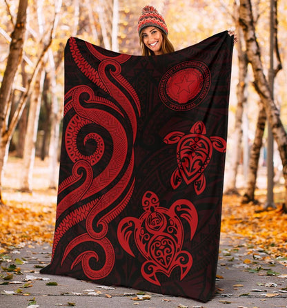 Northern Mariana Premium Blanket - Tentacle Turtle Red