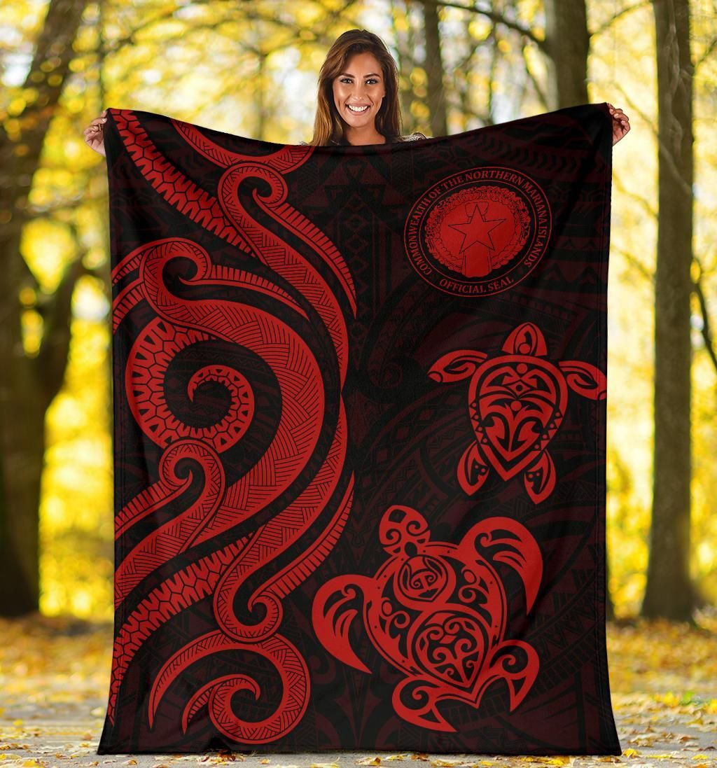 Northern Mariana Premium Blanket - Tentacle Turtle Red