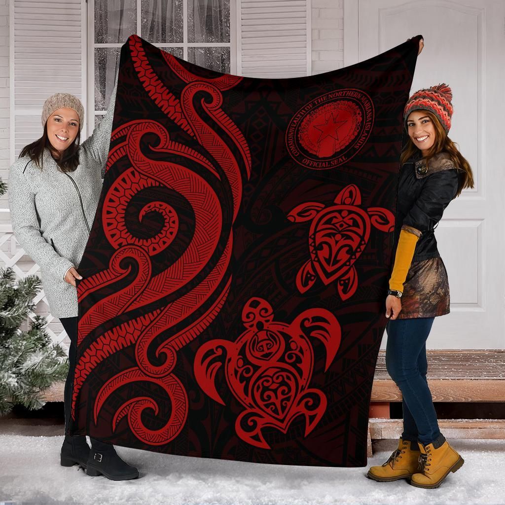 Northern Mariana Premium Blanket - Tentacle Turtle Red