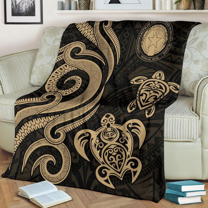 Northern Mariana Premium Blanket - Tentacle Turtle Gold
