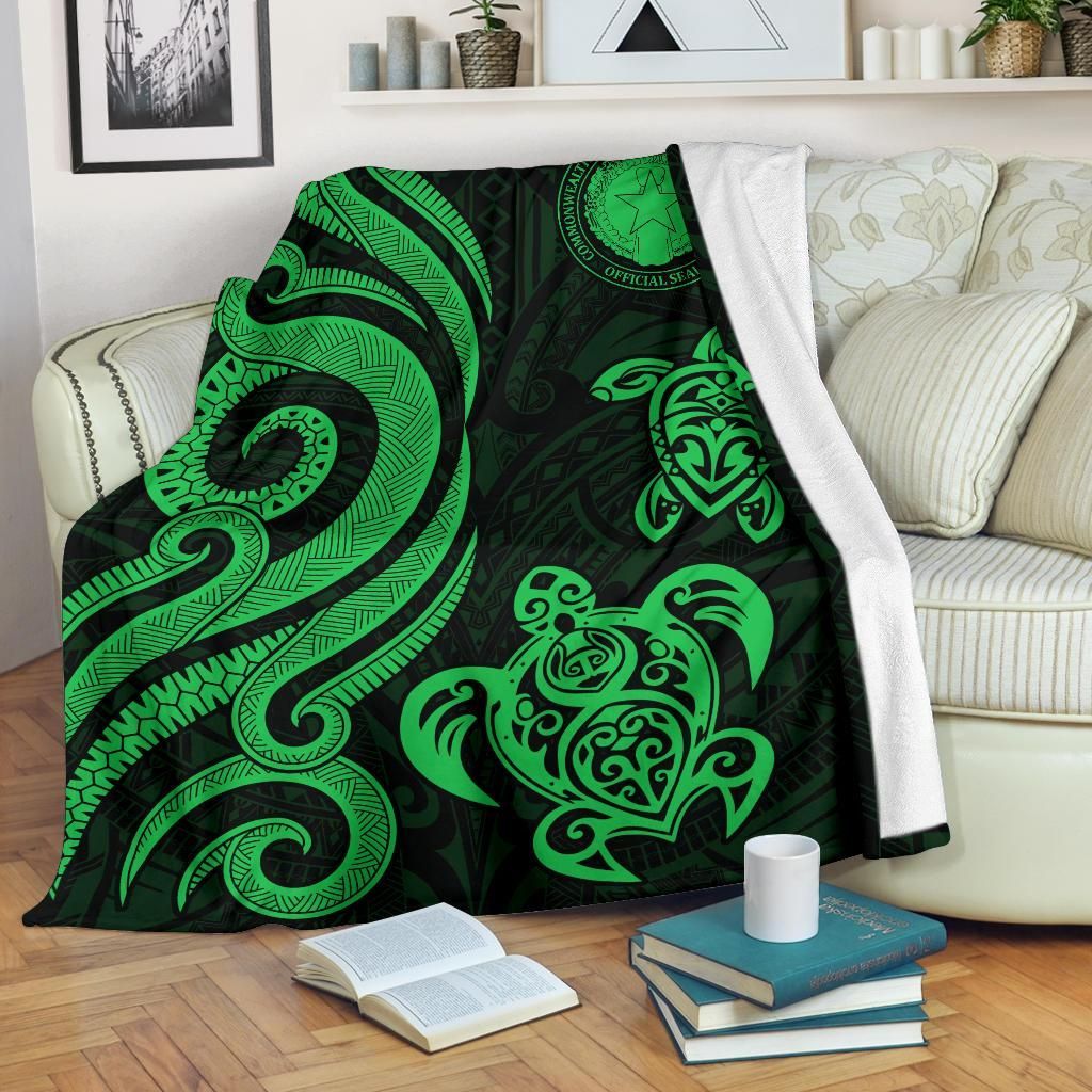 Northern Mariana Premium Blanket - Tentacle Turtle Green
