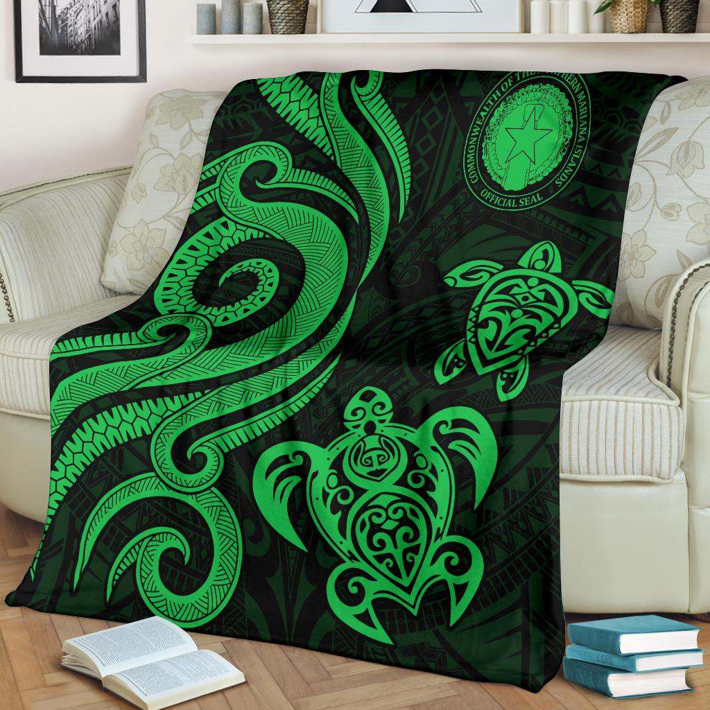 Northern Mariana Premium Blanket - Tentacle Turtle Green