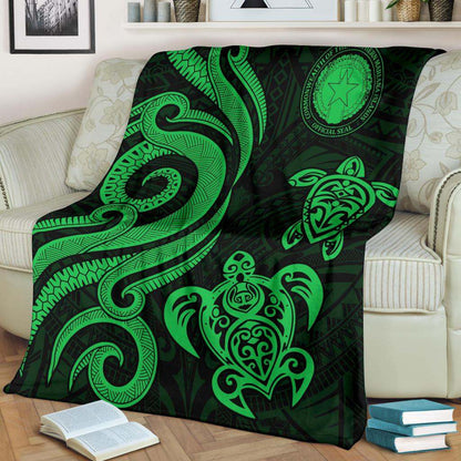 Northern Mariana Premium Blanket - Tentacle Turtle Green