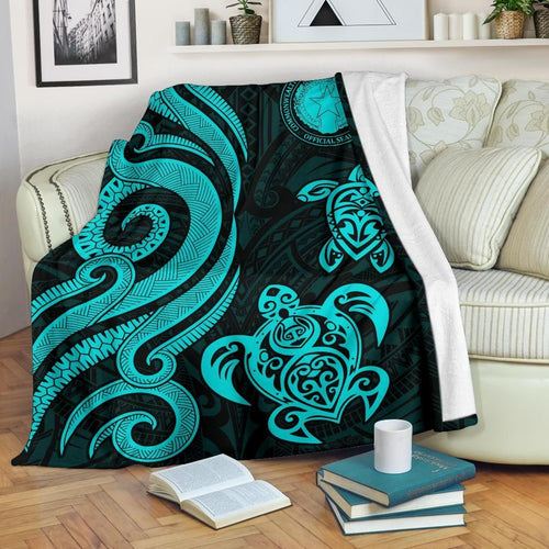 Northern Mariana Premium Blanket - Tentacle Turtle Turquoise