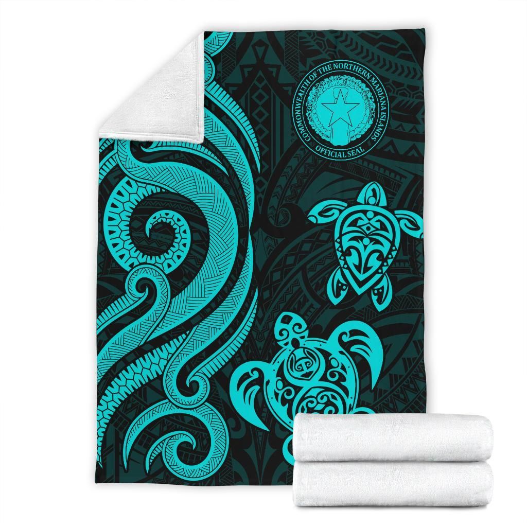 Northern Mariana Premium Blanket - Tentacle Turtle Turquoise