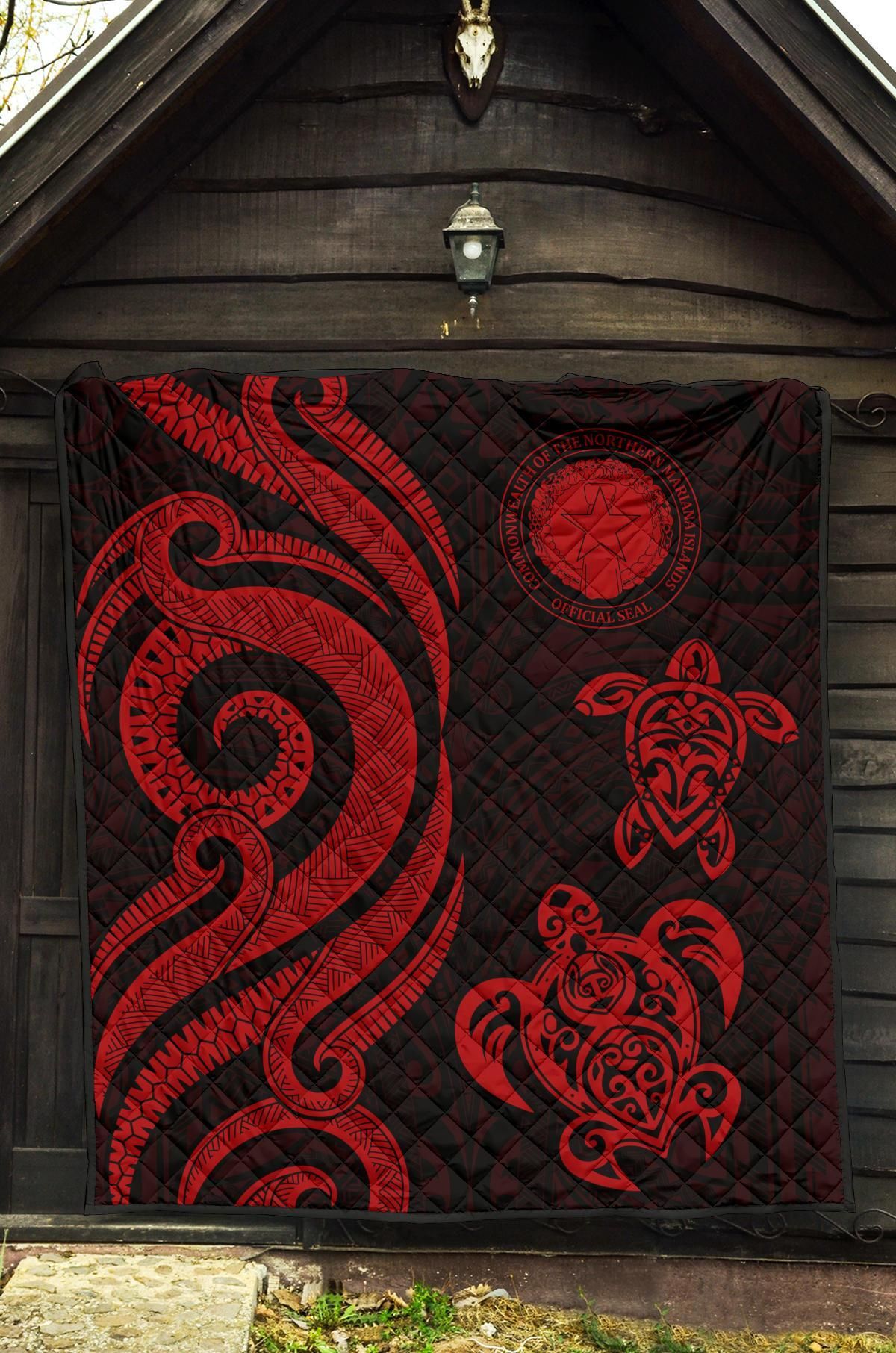 Northern Mariana Premium Quilt - Red Tentacle Turtle