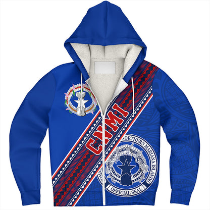 Northern Mariana Islands Sherpa Hoodie Flag And Coat Of Arms