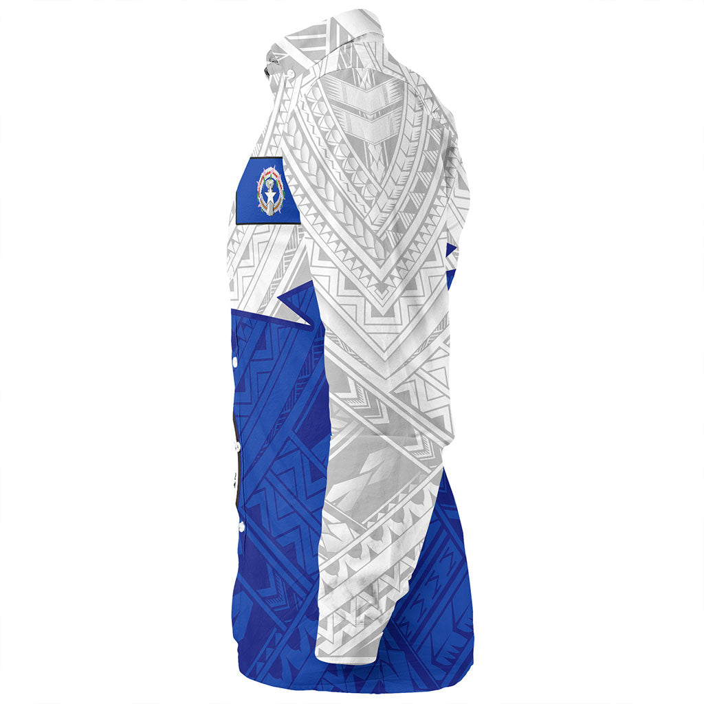 Northern Mariana Islands Long Sleeve Shirt Polynesian Tattoo Flag And Coat Of Arms