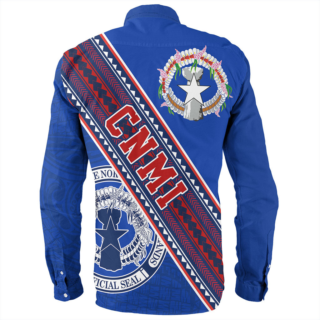 Northern Mariana Islands Long Sleeve Shirt Flag And Coat Of Arms