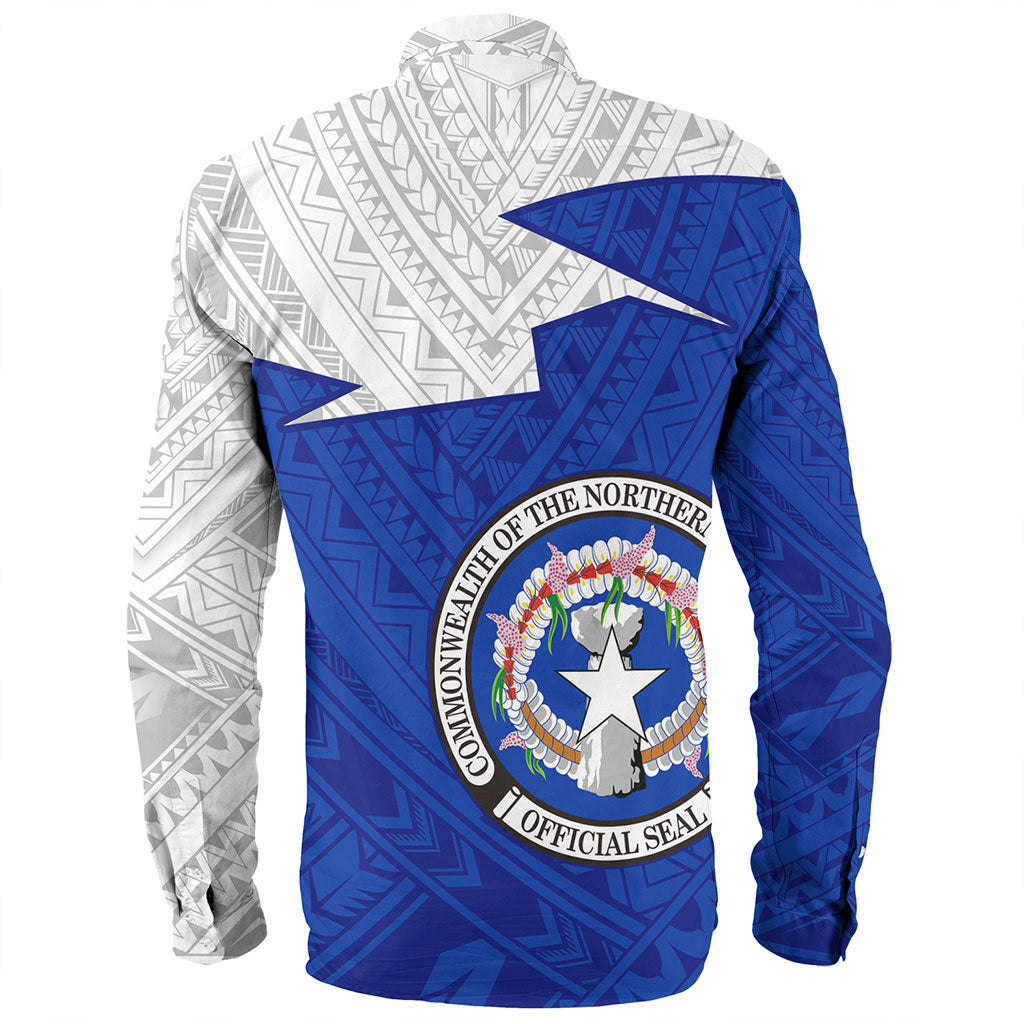 Northern Mariana Islands Long Sleeve Shirt Polynesian Tattoo Flag And Coat Of Arms
