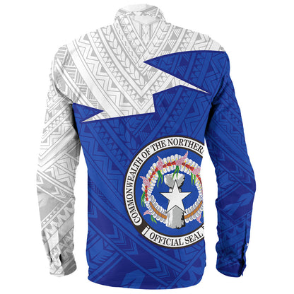 Northern Mariana Islands Long Sleeve Shirt Polynesian Tattoo Flag And Coat Of Arms