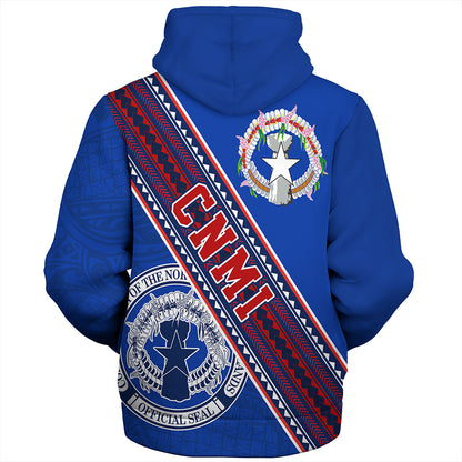 Northern Mariana Islands Sherpa Hoodie Flag And Coat Of Arms
