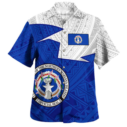 Northern Mariana Islands Hawaiian Shirt Polynesian Tattoo Flag And Coat Of Arms