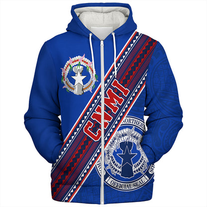 Northern Mariana Islands Sherpa Hoodie Flag And Coat Of Arms