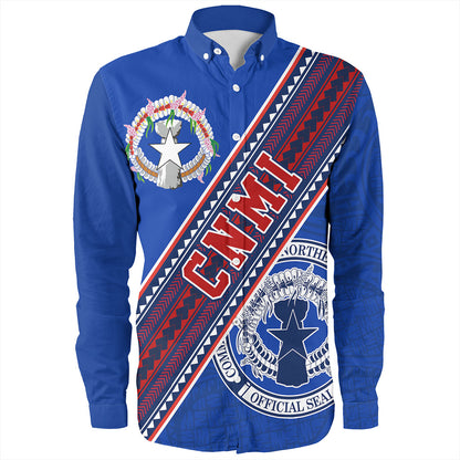 Northern Mariana Islands Long Sleeve Shirt Flag And Coat Of Arms