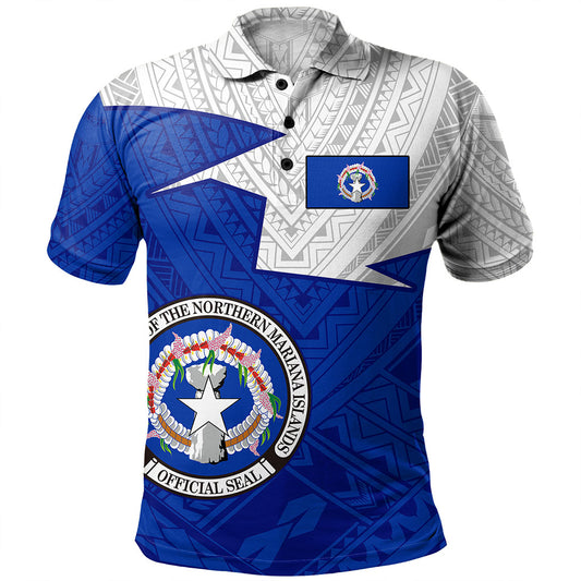 Northern Mariana Islands Polo Shirt Polynesian Tattoo Flag And Coat Of Arms